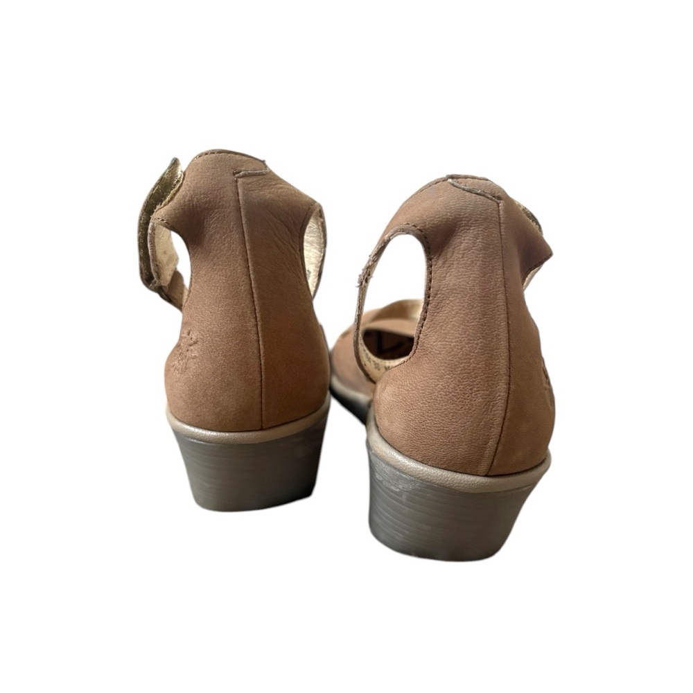 Fly London tan Cupido closed toe ankle strap wedge size 36 US 6 - Picture 5 of 7